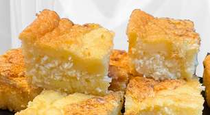Bolo cremoso de coco sem trigo e leite, úmido, fácil de fazer