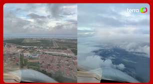 Piloto impressiona ao mostrar avião atravessando nuvens para pousar em Sergipe