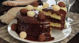 Bolo dois amores: teste a mistura do brigadeiro e beijinho