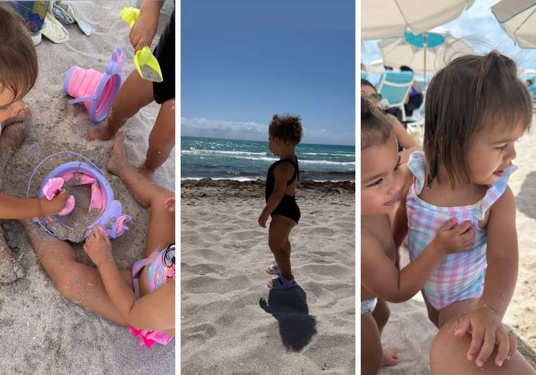 Bruna Biancardi curte dia de praia com Mavie, herdeira de Neymar Jr